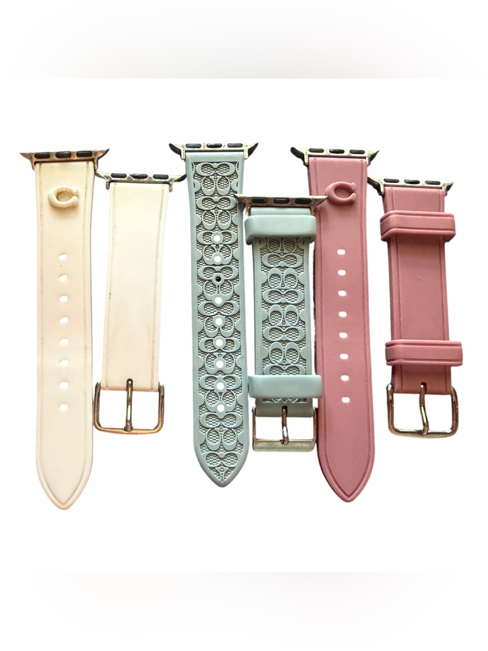 Coach set of Women's Silicone Watch Bands Set - Pink, Mint, Cream fits 44 mm